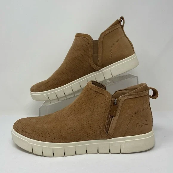 Ryka Shoes Womens 10M Tan Suede Upper Hensley Side Zip Chelsea Booties Sneakers - Picture 7 of 14
